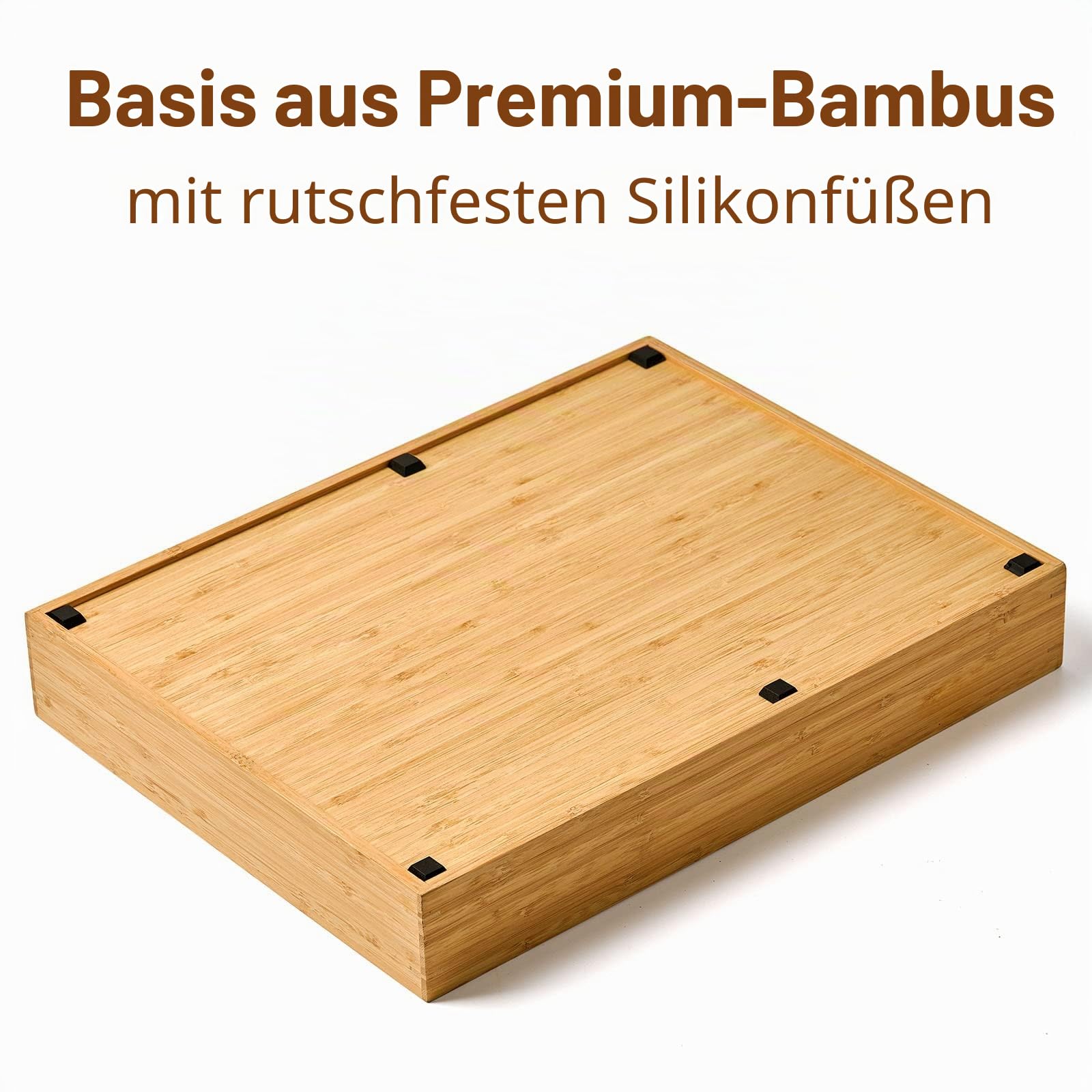 Umilife Bambus-Küchenschubladen-Organizer, 33 cm, Besteckkasten, extra tief, gerillte Schubladen-Trennwand, 7 Fächer, insgesamt Bambus-Holz-Caddy für Besteck, Messer, Gabeln, Löffel