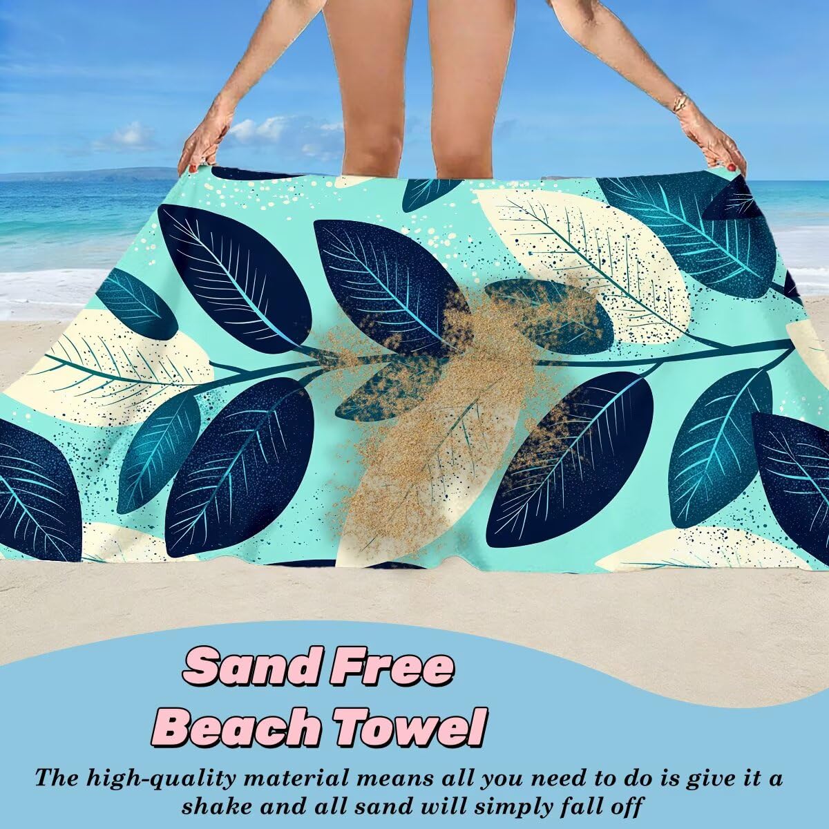 Ręcznik plażowy XXL, 100 x 220 cm, zestaw 2 sztuk, bez piasku, ręcznik plażowy, szybkoschnący, sportowy ręcznik do studia fitness, ręcznik do sauny, duży ręcznik plażowy na plażę (bambus) -3852