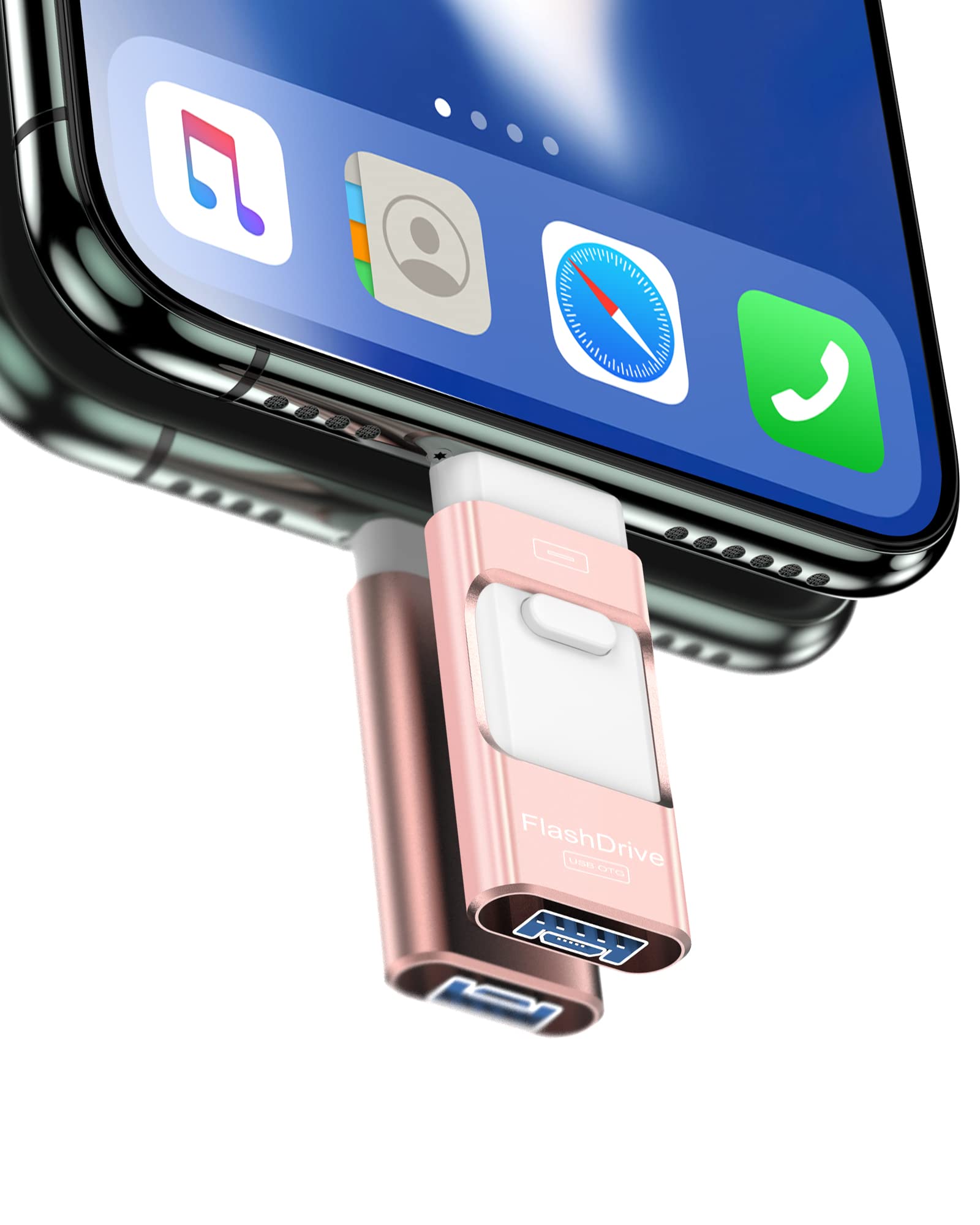 128GB External Hard Drive for iPhone/iPad/Android/PC/Laptop,Phone Flash Drive,Need APP(Pink,O7)