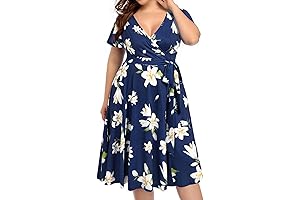Plus Size Maxi Dresses for Women - Casual V-Neck A-Line Summer Sundress
