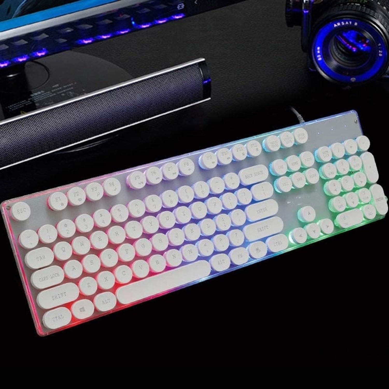 XIUNYIE 104 Key Wired RGB Mechanical Keyboard for Gaming and Office - Illuminated Punk Style Computer Keyboard with Numeric Keypad