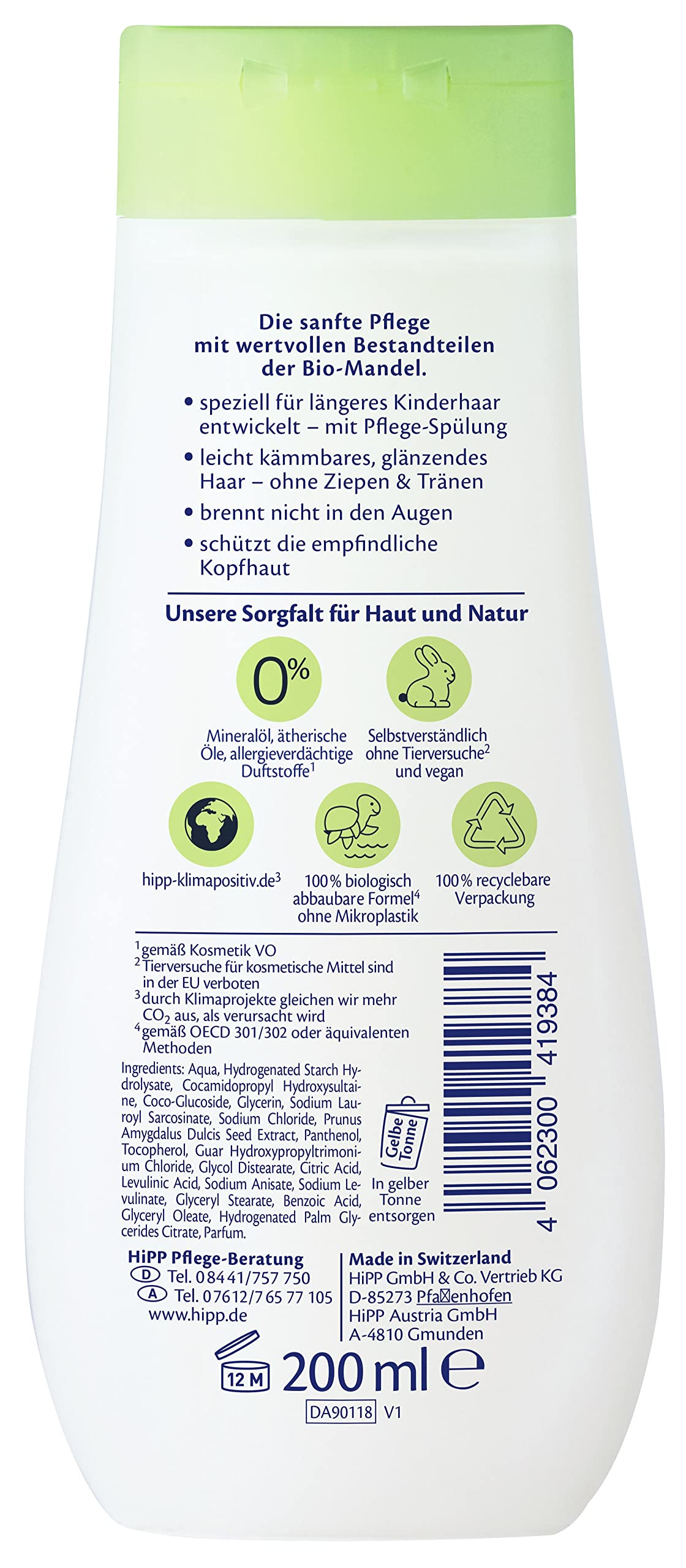HiPP Babysanft Shampoo + balsamo, confezione da 6 (6 x 200 ml)