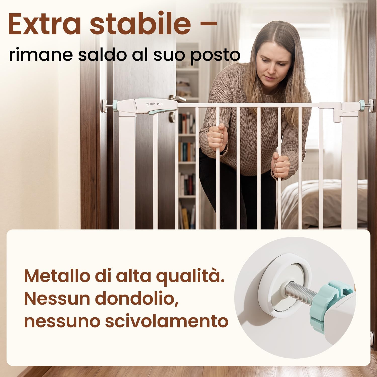 YEAUPE PRO Cancelletto per Bambini e Animali Senza Foratura,92-95cm,Bianco