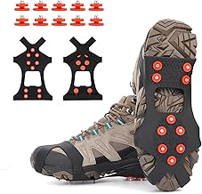 TBoonor Schuhspikes Schuhkrallen Ice Klampen Schnee Spikes Steigeisen Eiskrallen Anti Rutsch mit 10 Spikes für Schnee und EIS