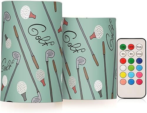 Miniatura 1 de Velas de golf sin llama con temporizador remoto, velas LED de pilar a pilas, juego de 2 velas LED de té para decoración de granja