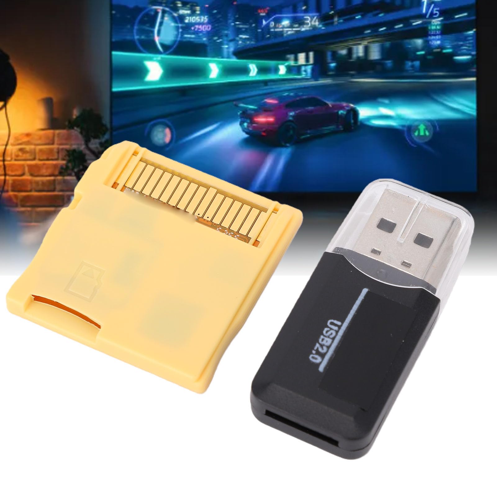 XUMIUZIY Cartouche D'adaptateur de Carte R4, Plug and Play Préchargée avec Fonction D'économie en Temps Réel pour Les Consoles 3DS 2DS XL LL MD GB GBC FC PCE DS Series, Prend en Charge la (Yellow)