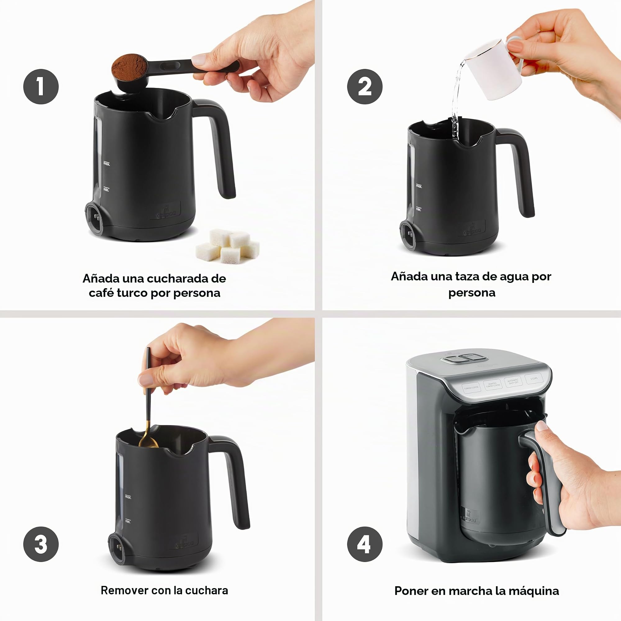 KARACA Hatır Roast Cafetera turca antracita 5 tazas capacidad mucha espuma, 535 W, sistema de alerta por voz, sistema de alerta de luz, cuchara medidora, fácil limpieza
