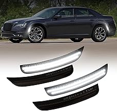 AUTOONE White LED Side Marker Lights Compatible With 2015-2023 Chrysler 300, Front & Rear Bumper Marker Lamps, Corner Parking Lamp & Smoked Len, 4PCS