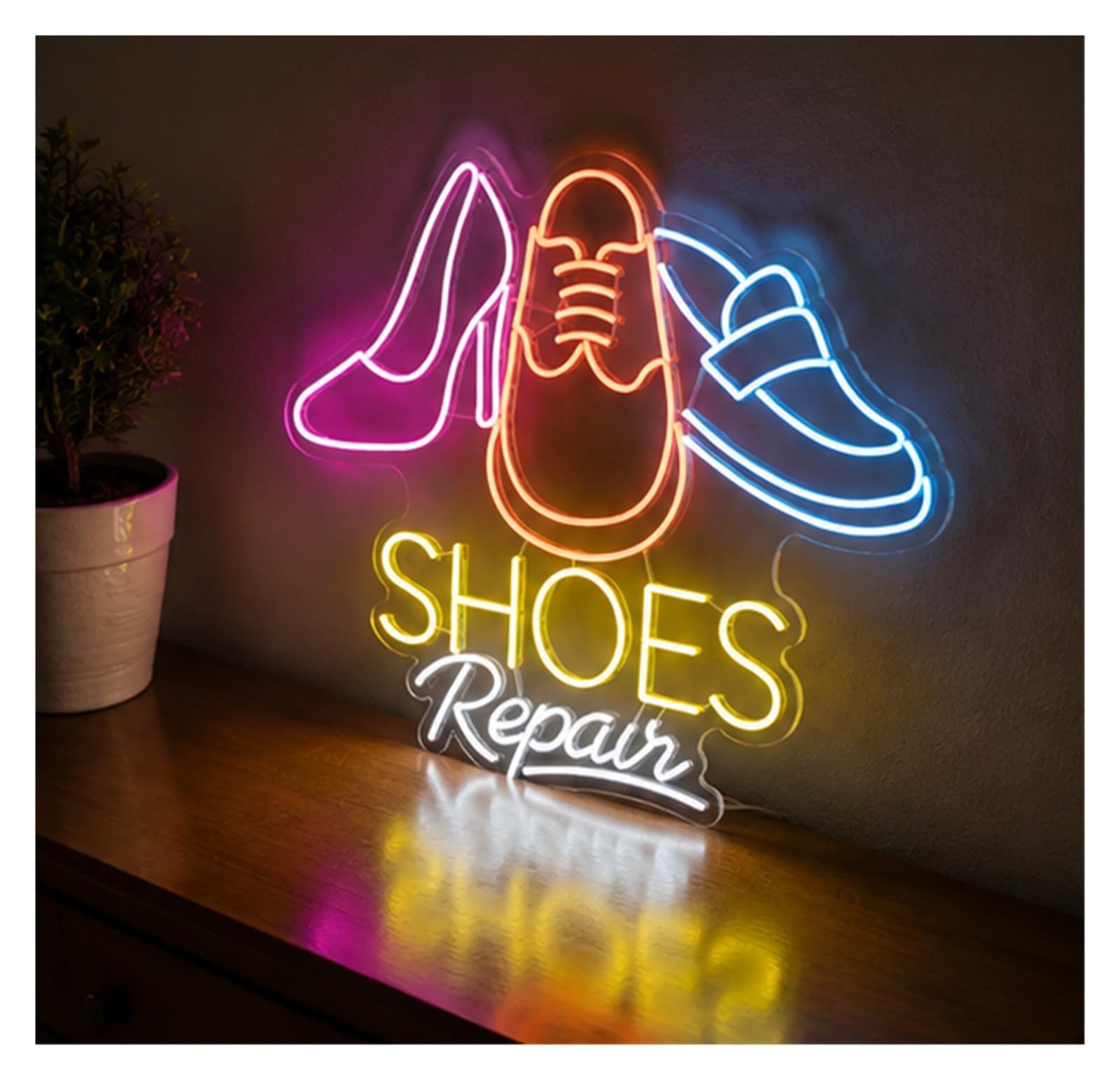 Decoración Lámparas Reparación De Zapatos Letrero Neón | Cartel Comercial De Zapatería, Reparación De Calzado, Zapatería, 55cm