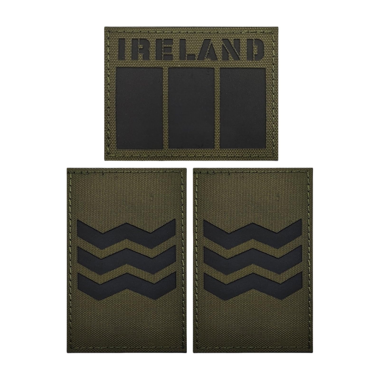Ireland Flag Patch Irish Military Rank Infrared Reflective Patches, Nylon Fabric Tactical Morale Emblem for Helmet Vest Hat Uniform Pack of 3 (Level III)