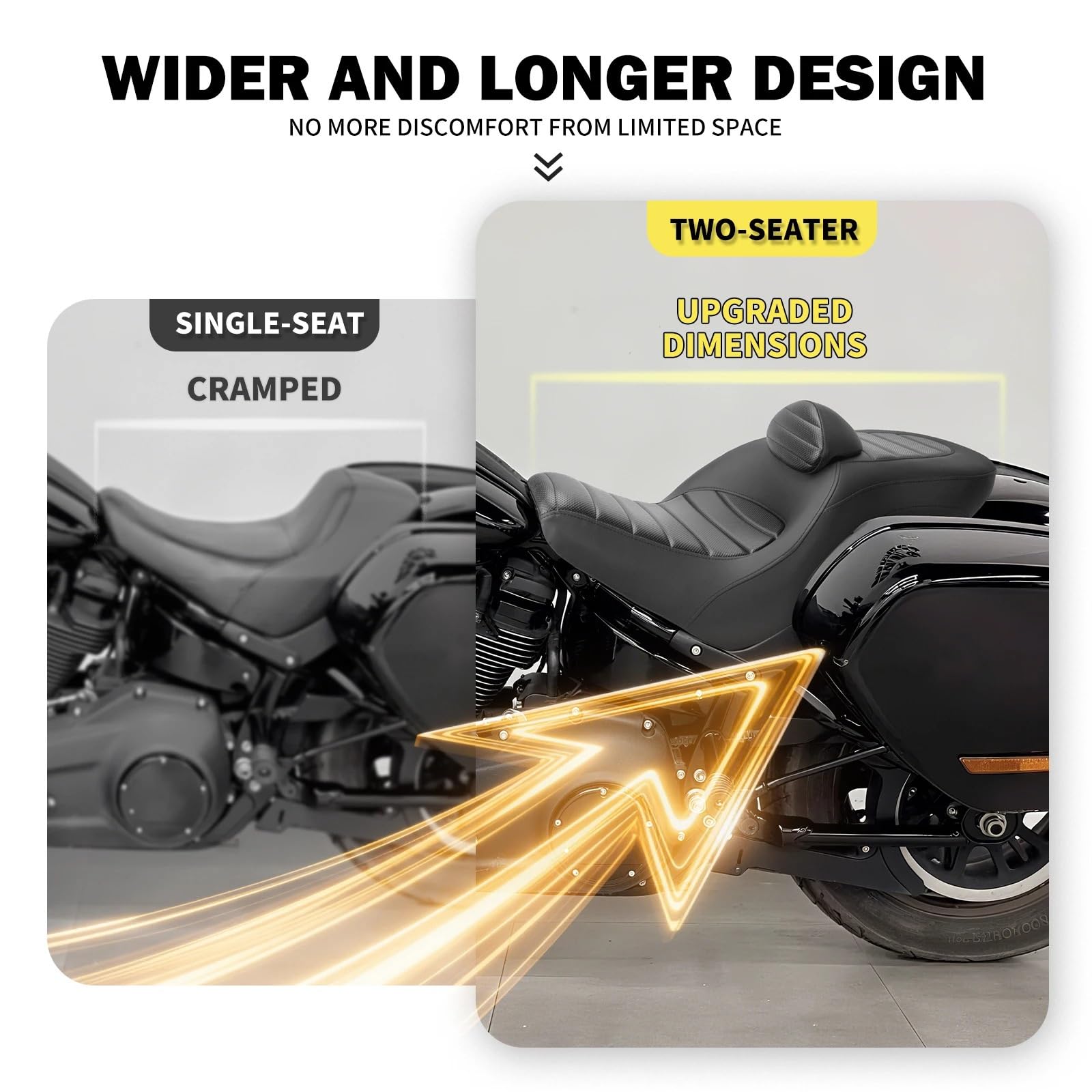 Do Softail Sport Glide Low Rider FXLR 2018-24 Siedzisko | Fotel motocyklowy z oparciem, dwie poduszki na siodełko(Two Up Seat B)
