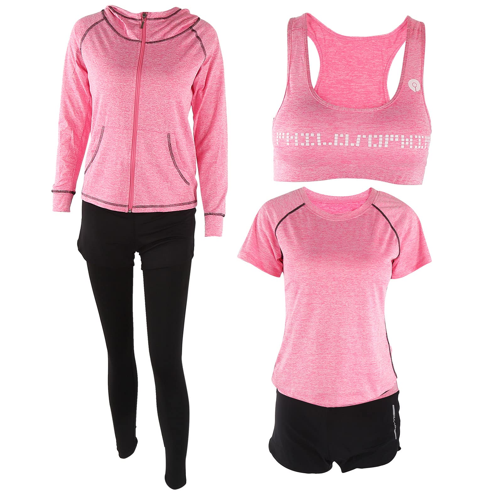 Set da Yoga Confortevole Elasticizzato 5 Pezzi Abbigliamento Sportivo da Palestra per Donna, Leggings Adatti per gli Appassionati di Fitness