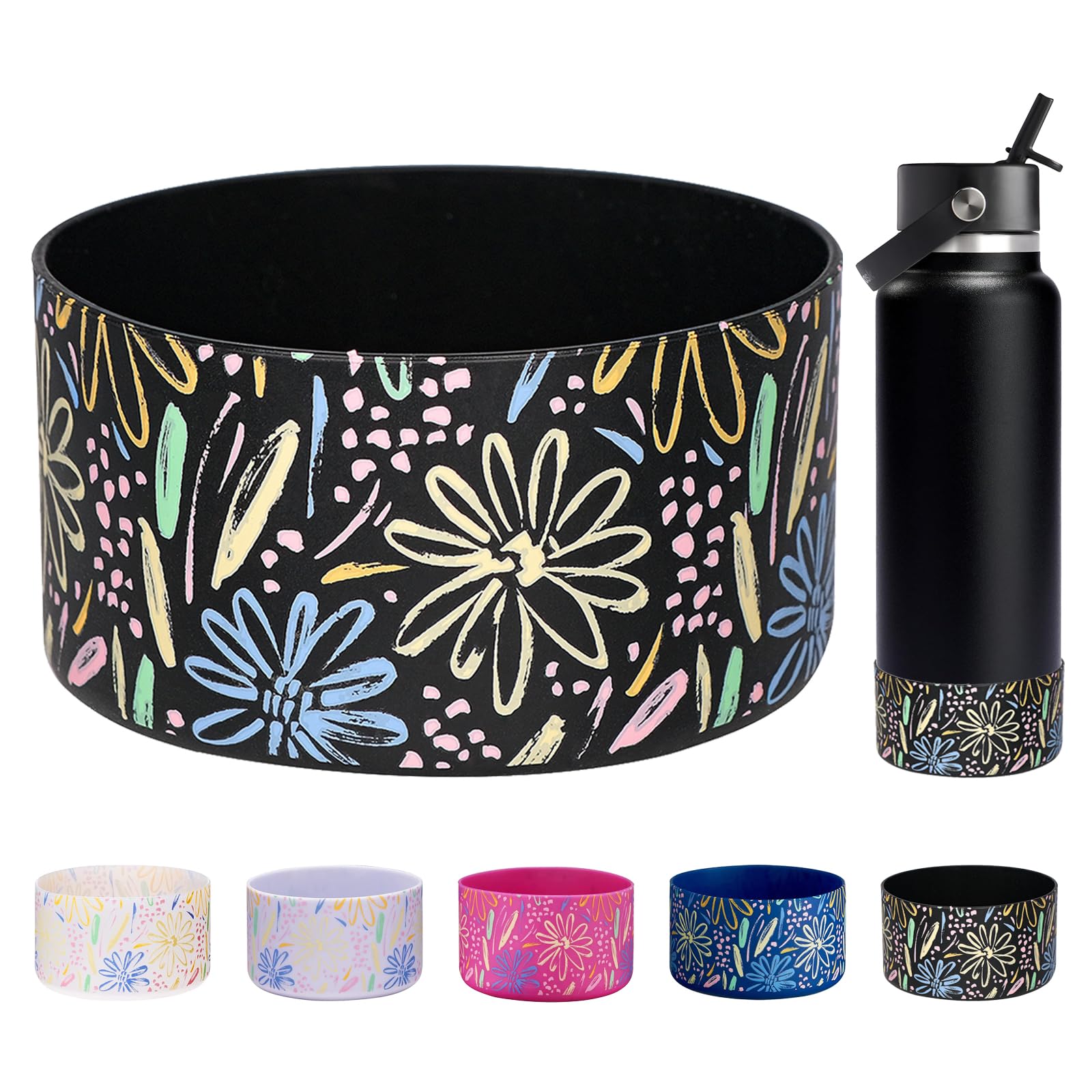 WK IEASON Protective Silicone Base Boot for Hydro Flask Wide Mouth Water Bottle, Anti-Slip Silicone Sleeve Cover Bumper for Hydro Water Bottle