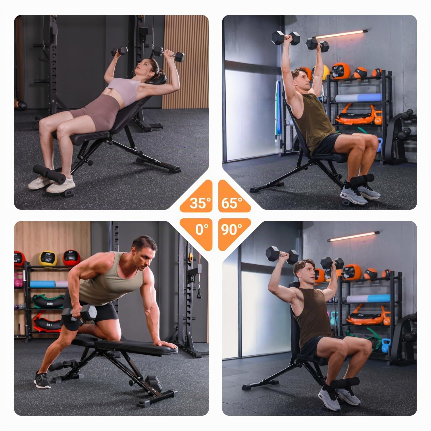 AIRHOP Hantelbank Klappbar Verstellbar, 9 in 1 Multifunktions Trainingsbank Schrägbank & Flachbank für Zuhause, 400kg Belastbarkeit, Platzsparende Fitnessbank zum Bankdrücken und Sit Up