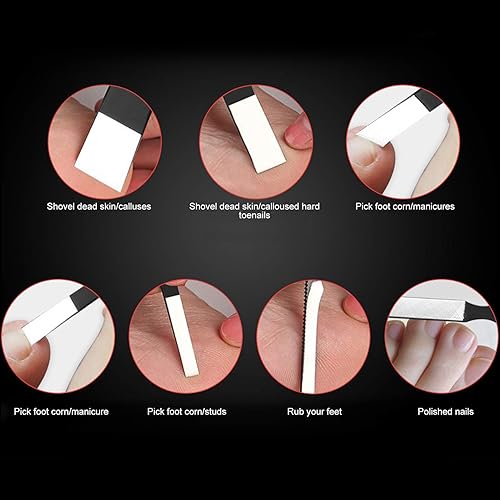 Miniatura 6 de Watris Veiyi Juego de cuchillos de pedicura de 7 piezas, kit de eliminación de uñas encarnadas, herramientas de afeitadora de callos de pedicura,