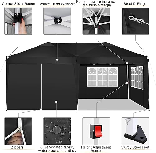 Miniatura 5 de COBIZI Tienda de campaña desplegable de 10 x 20 pulgadas, impermeable, refugio instantáneo comercial, para exteriores, carpa para fiestas, con bolsa