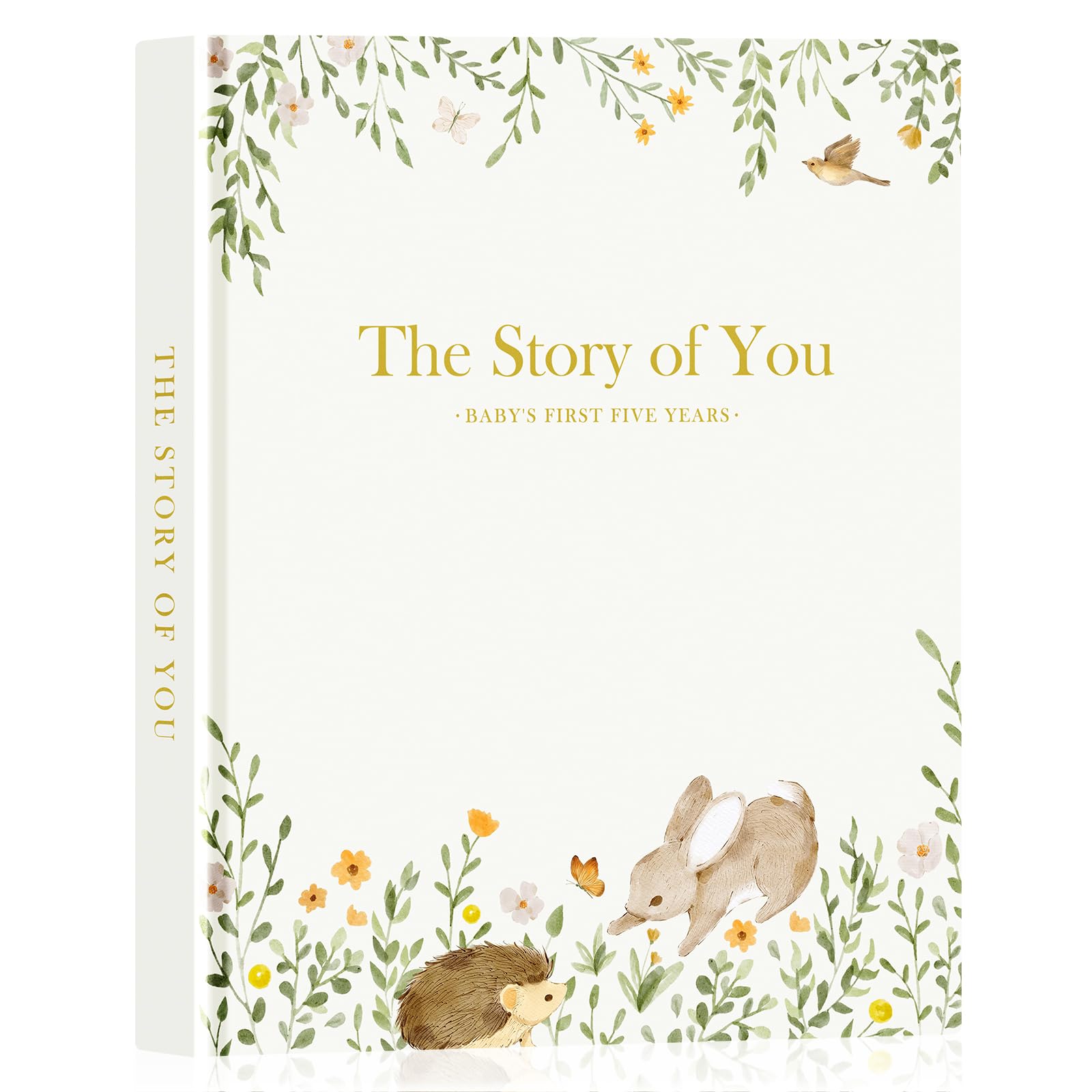 Lanpn Babybuch - The Story of You, Mein Erstes 5 Jahr Babyalbum für Mädchen Junge, Leder Hardcover Baby Tagebuch für Neue Eltern, 154 Seiten Baby Erinnerungsbuch Album Geschenk, Englisch