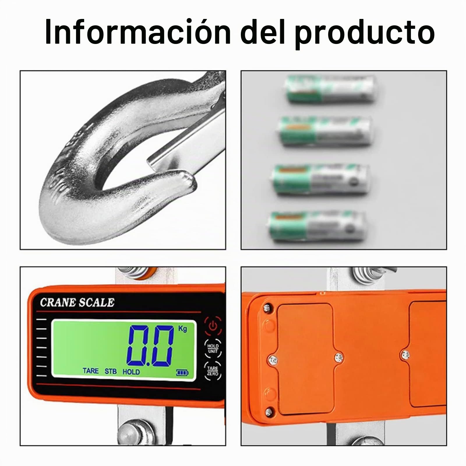 Báscula de grúa Electrónica 1500KG, Báscula Colgante Portátil con Pantalla LCD y Control Remoto, Balanza Digital de Alta Precisión, Industrial Escala con Gancho Resistente para Granja Caza (Naranja)