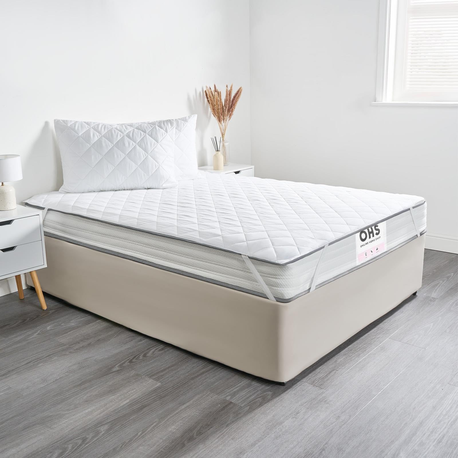 OHS Quilted Mattress Topper Super King, Pinsonic Soft Touch Deep Sleep Non-Noisy Mattress ...