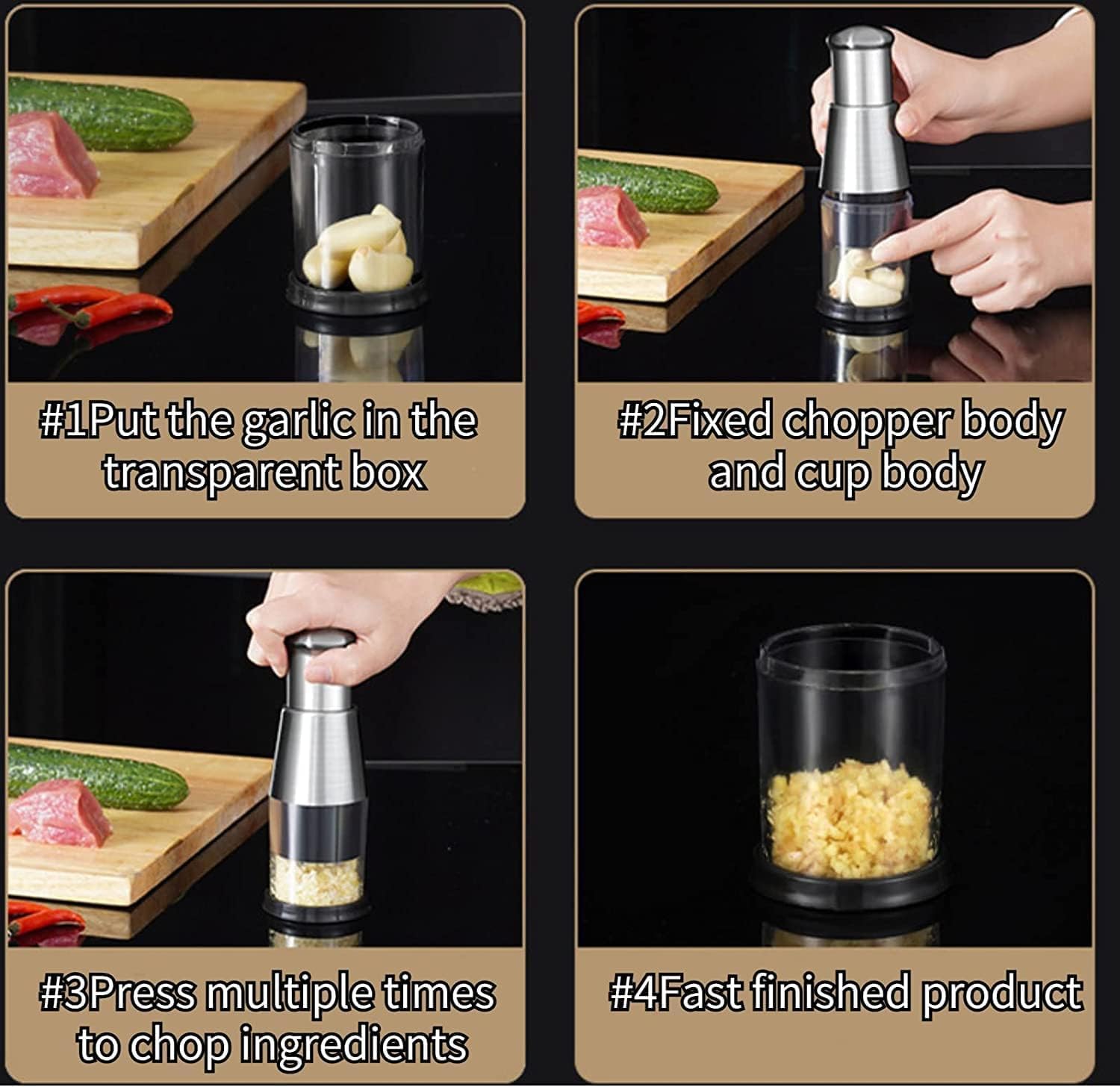 Suicune Multifunctional Onion Cutter for Garlic Cutting Stainless Steel Vegetable Cutter Manual Vegetable Cutter Chopper Onion Garlic Press — Amazon image 4