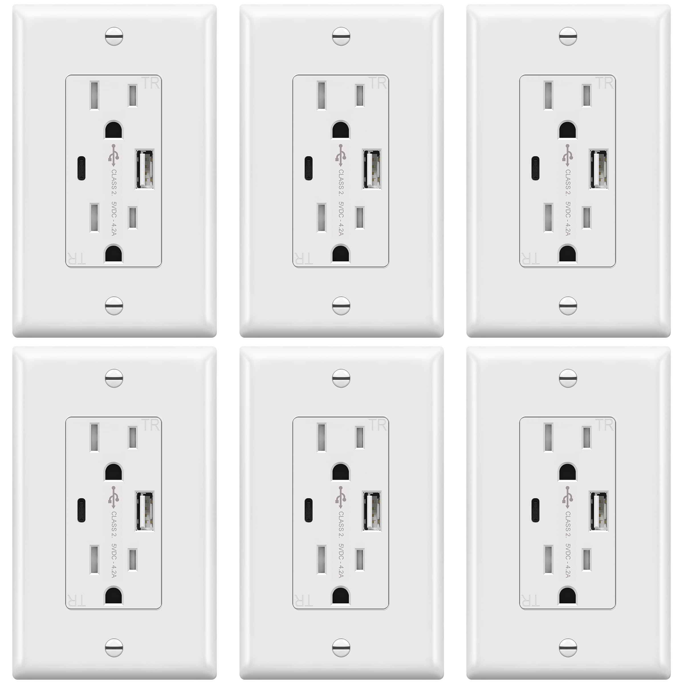 TOPGREENER USB Wall Outlets - 6 Pack -1 TOPGREENER USB Wall Outlets - 6 Pack -1
