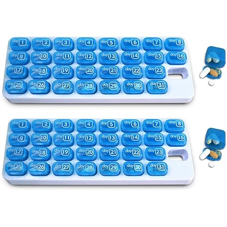 31 Day Monthly Pill Organizer with Pop Out Pocket Pill Pods and...