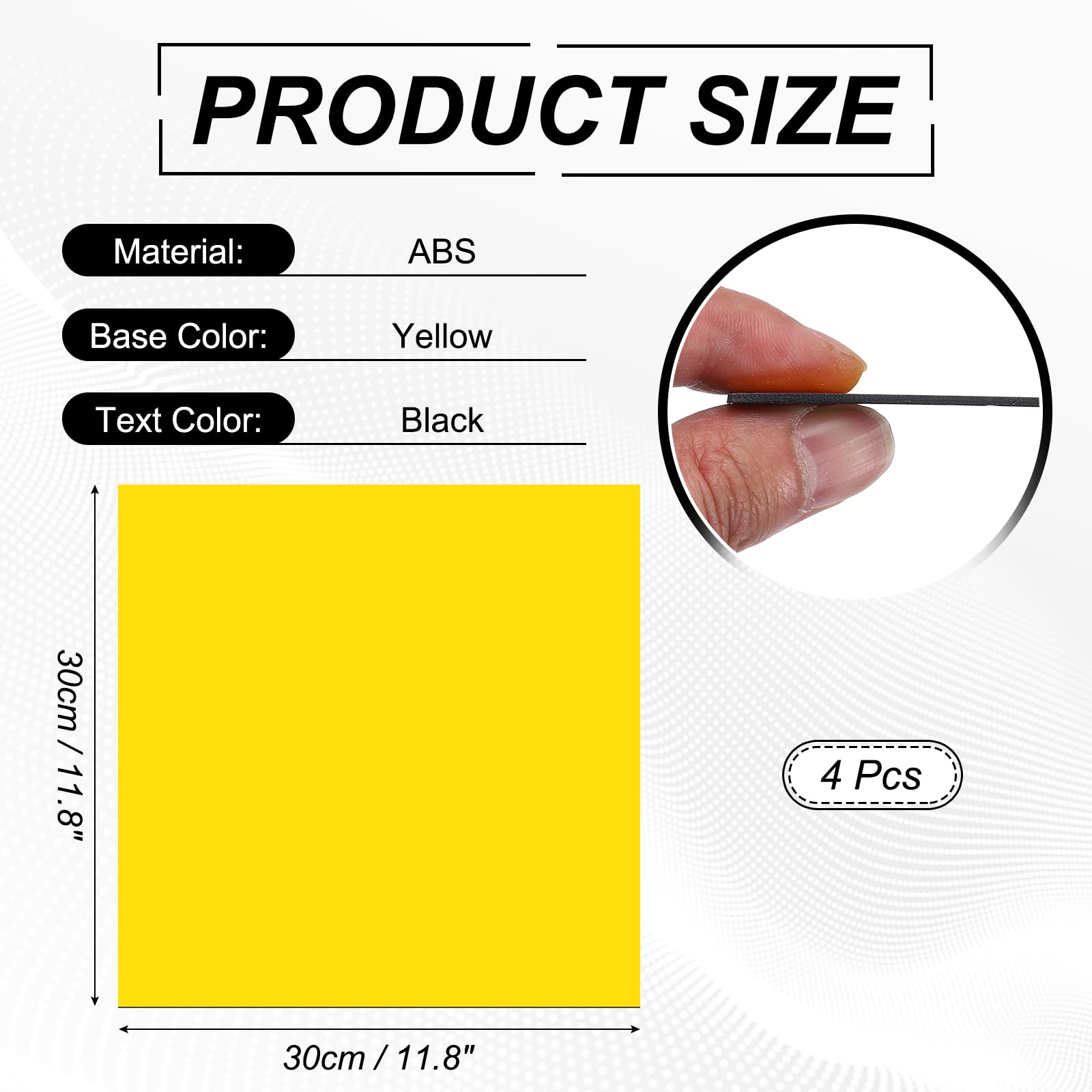 PATIKIL 4 Stück Laser Gravurplatte 11.8x11.8 Zoll Doppelfarbige ABS Plastik Gravurplatte Material Für Tafel Individuelles Bastel Namensschild Büroetikett DIY Gelb/Schwarz