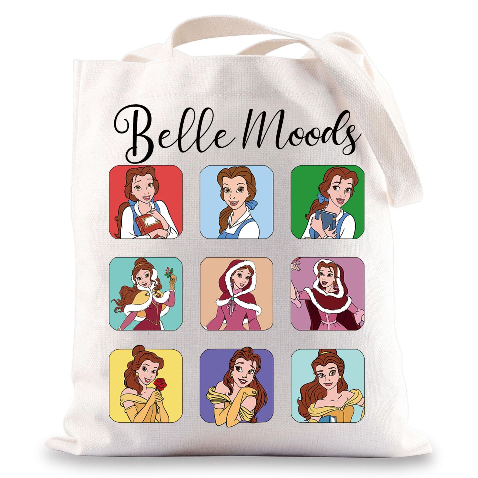 BWWKTOP Princess Belle Tote Bag Belle Fans Gift Princess Belle Moods Shopping Grocery Bag For Movie Fans