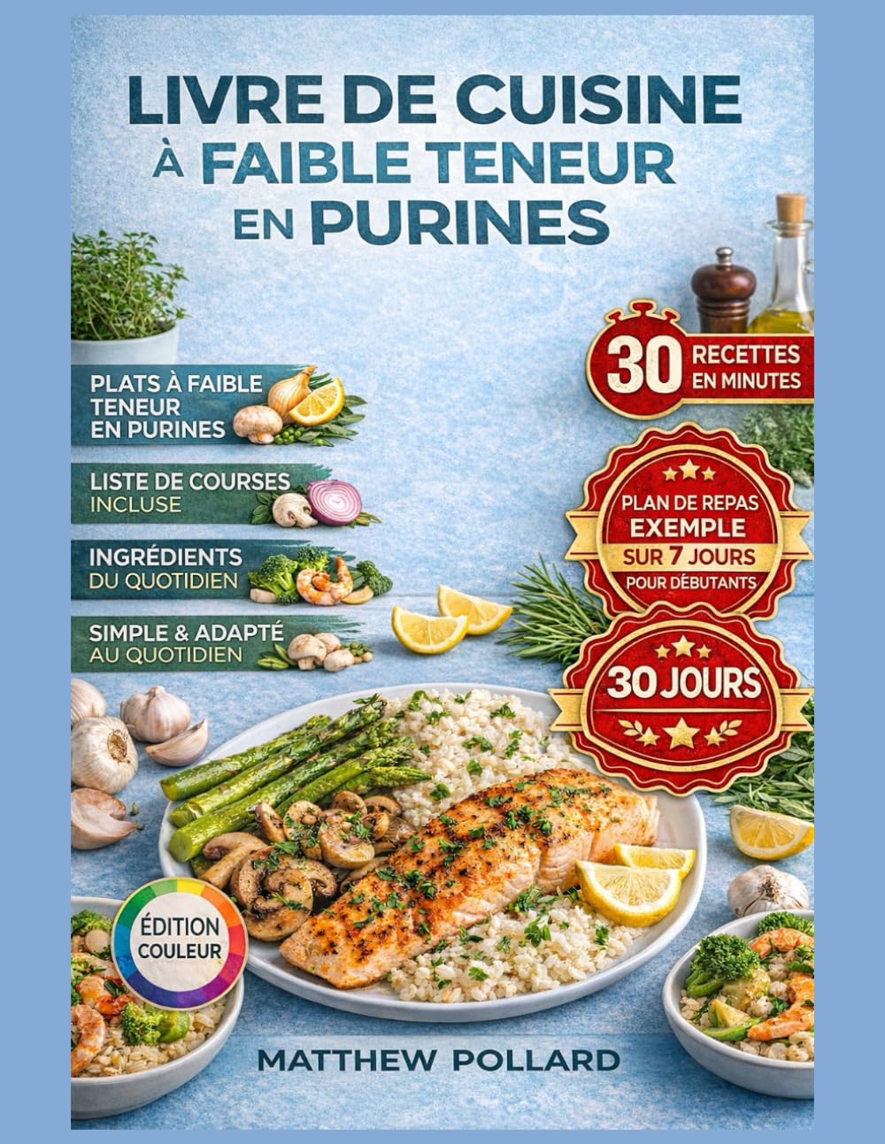 LIVRE DE CUISINE À FAIBLE TENEUR EN PURINES