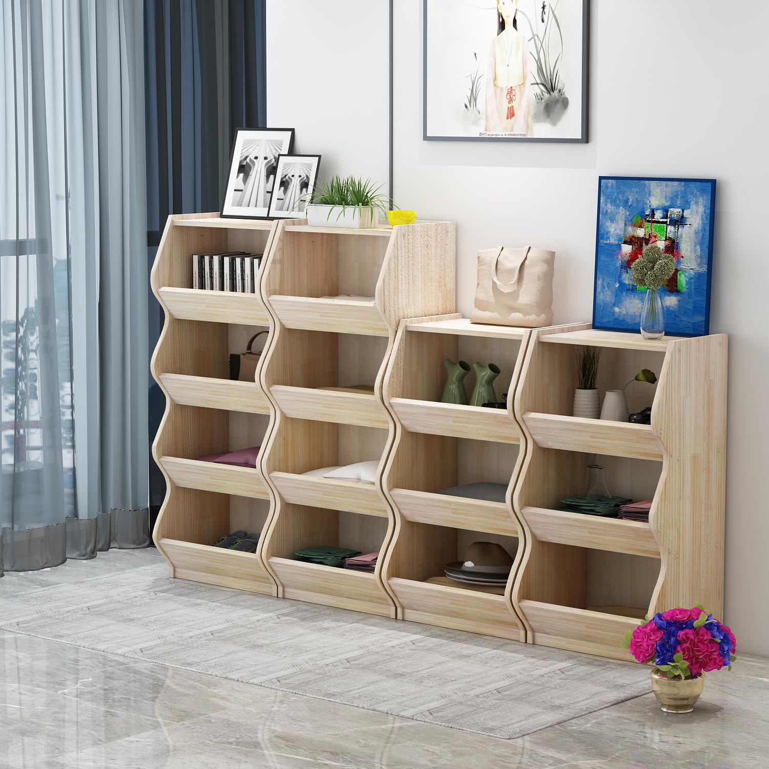 Libreria Scaffale for libri dal pavimento al soffitto, soggiorno, combinazione di armadietti a griglia, stoccaggio, piccola libreria for uso domestico(M)