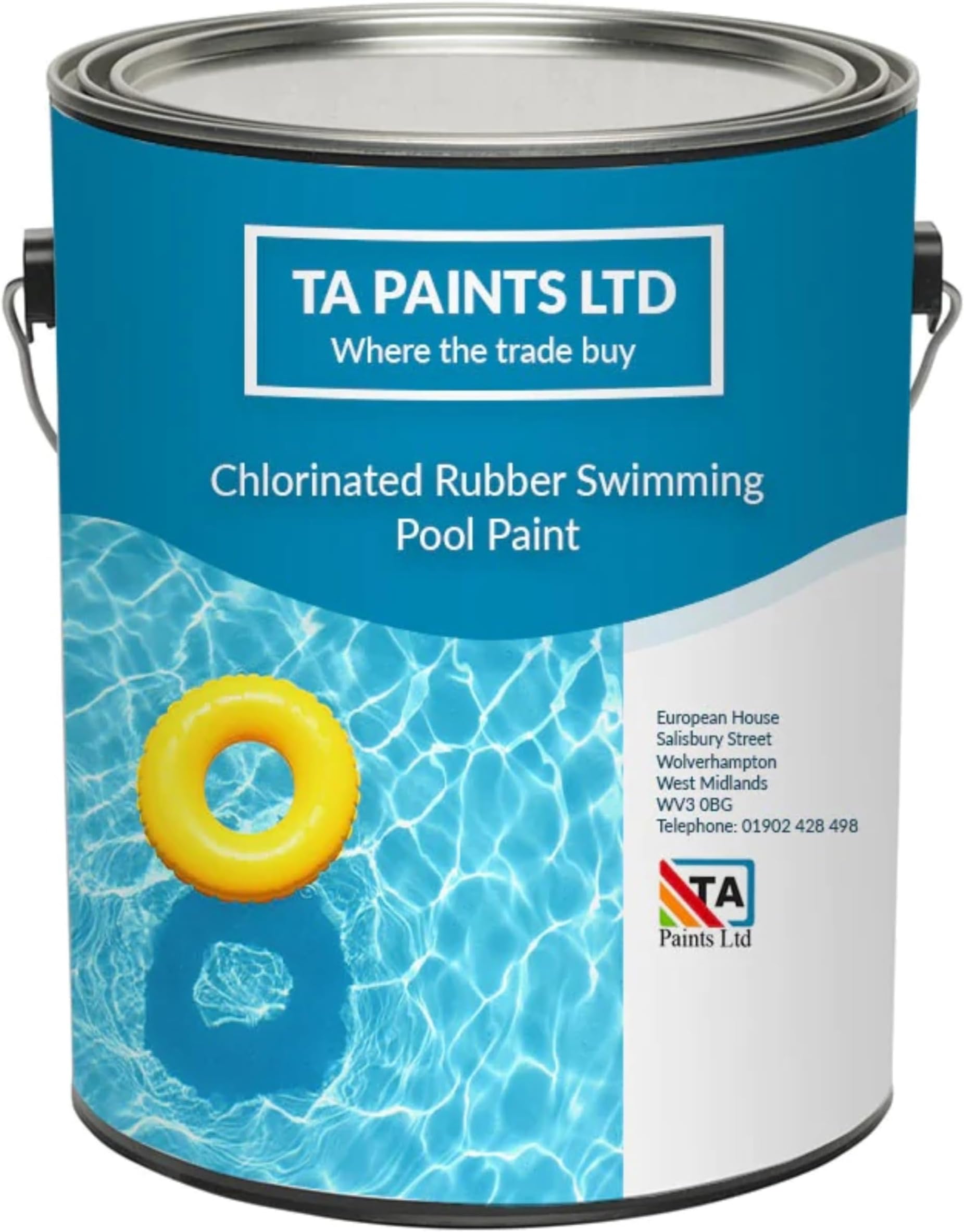 T A Paints Ltd Swimming Pool Paint Waterproof Rubber Pool High Chemical Protection Gloss Pool & Pond Chlorinated Rubber Coating (2.5 Litres, BS 18 E 53 Blue)