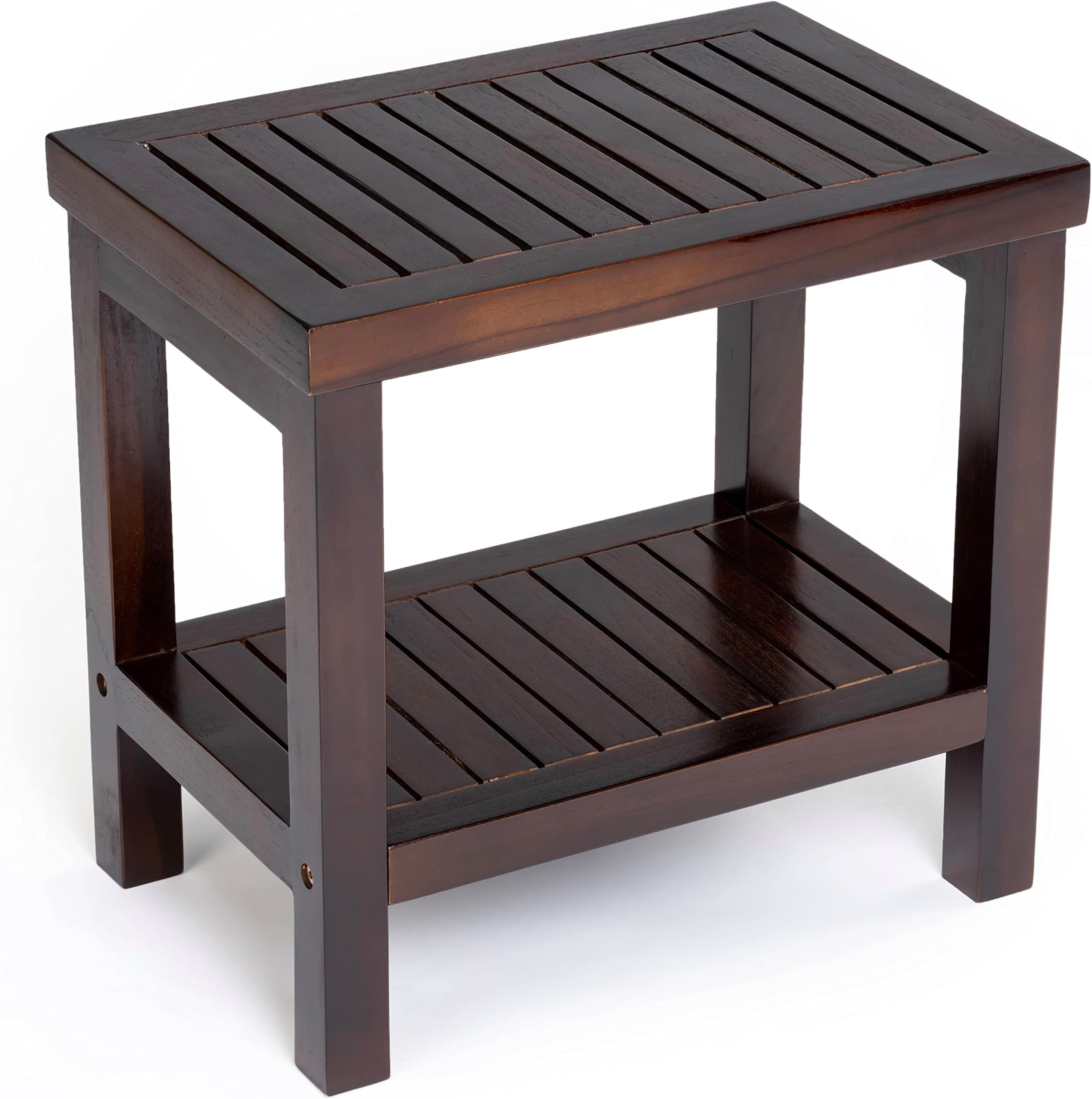 ALATEAK Wood Shower Bath Spa Waterproof Stool Bench with Shelf 19"