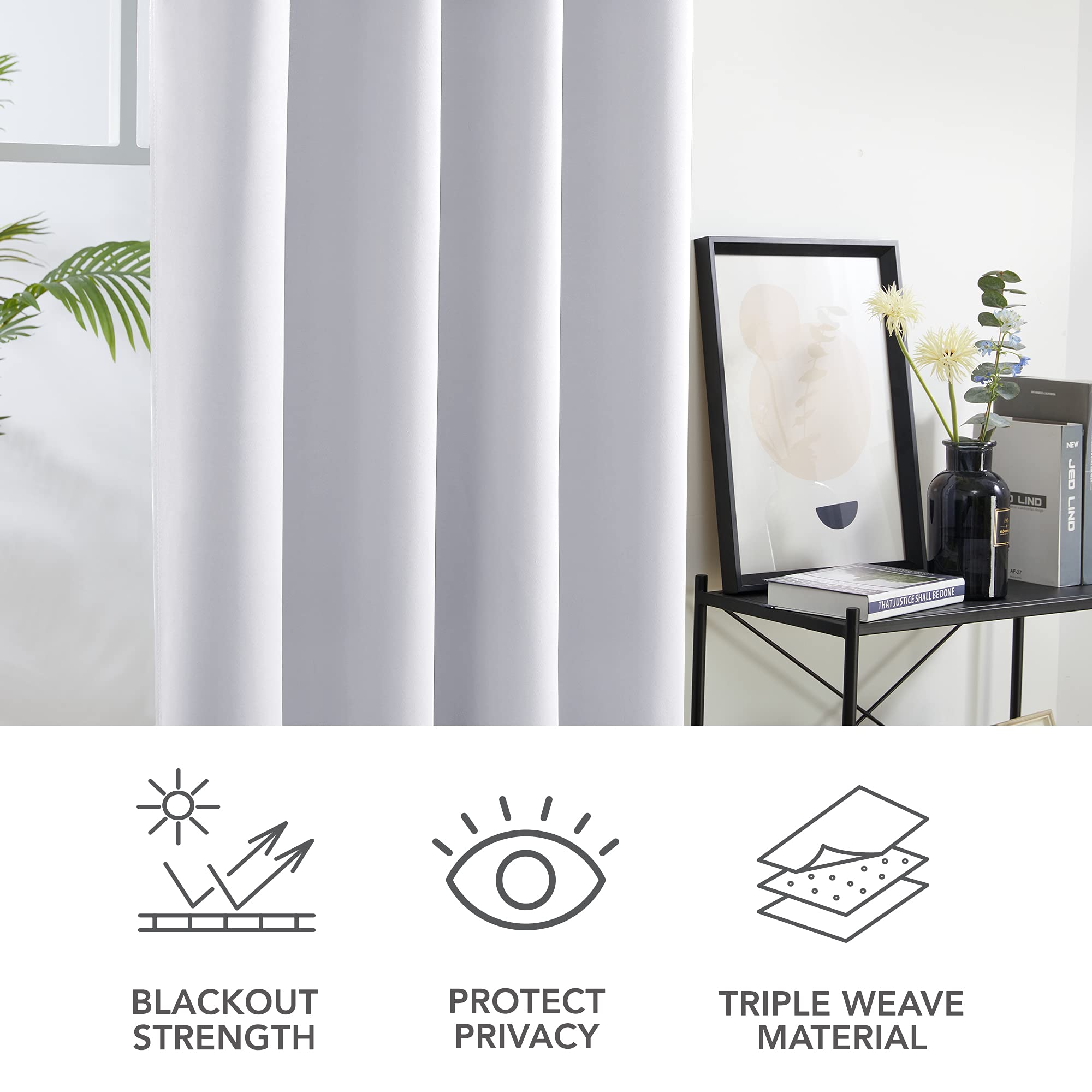 Deconovo Tende oscuranti termiche anti freddo, design moderno con occhielli, tende per soggiorno e camera da letto, 132 x 183 cm (larghezza x altezza), grigio perla, 2 pezzi