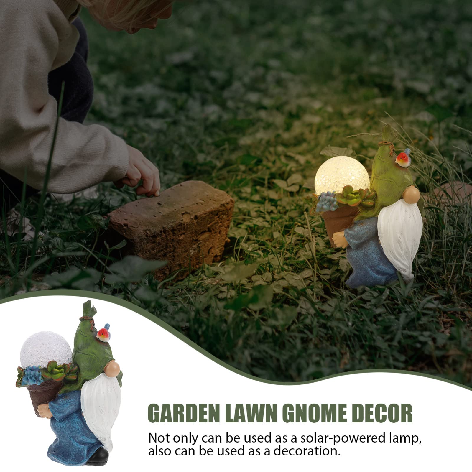 Statue de GNOME de Jardin Solaire Lumineuse en Résine, 1 Pièce