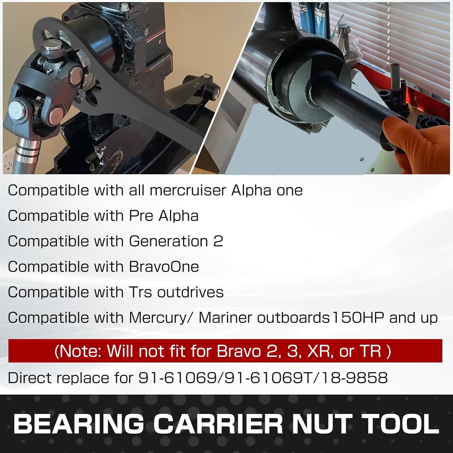 Bearing Retainer Spanner Wrench and Carrier Retainer Nut Wrench Tool Compatible with Mercruiser Alpha 1 Gne2 Bravo 1 Replace 90100 91-61069