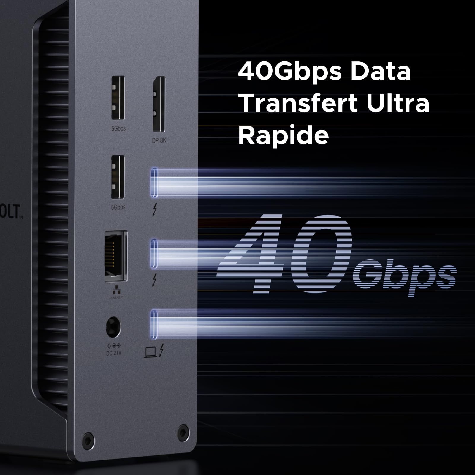 UGREEN Revodok Max 213 Dock Thunderbolt 4 40Gbps Station Accueil 13 en 1 Dual 4K 60Hz Unique 8K 30Hz Écran Extension 90W Charge pour Ordinateur avec USB 10Gbps RJ45 2.5GbE SD TF 3.5mm Audio Port