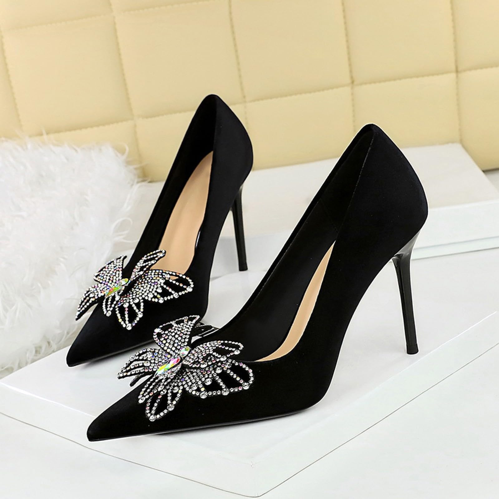 Zapatos altos de las señoras de encaje Stiletto Pumps cómodos y elegantes