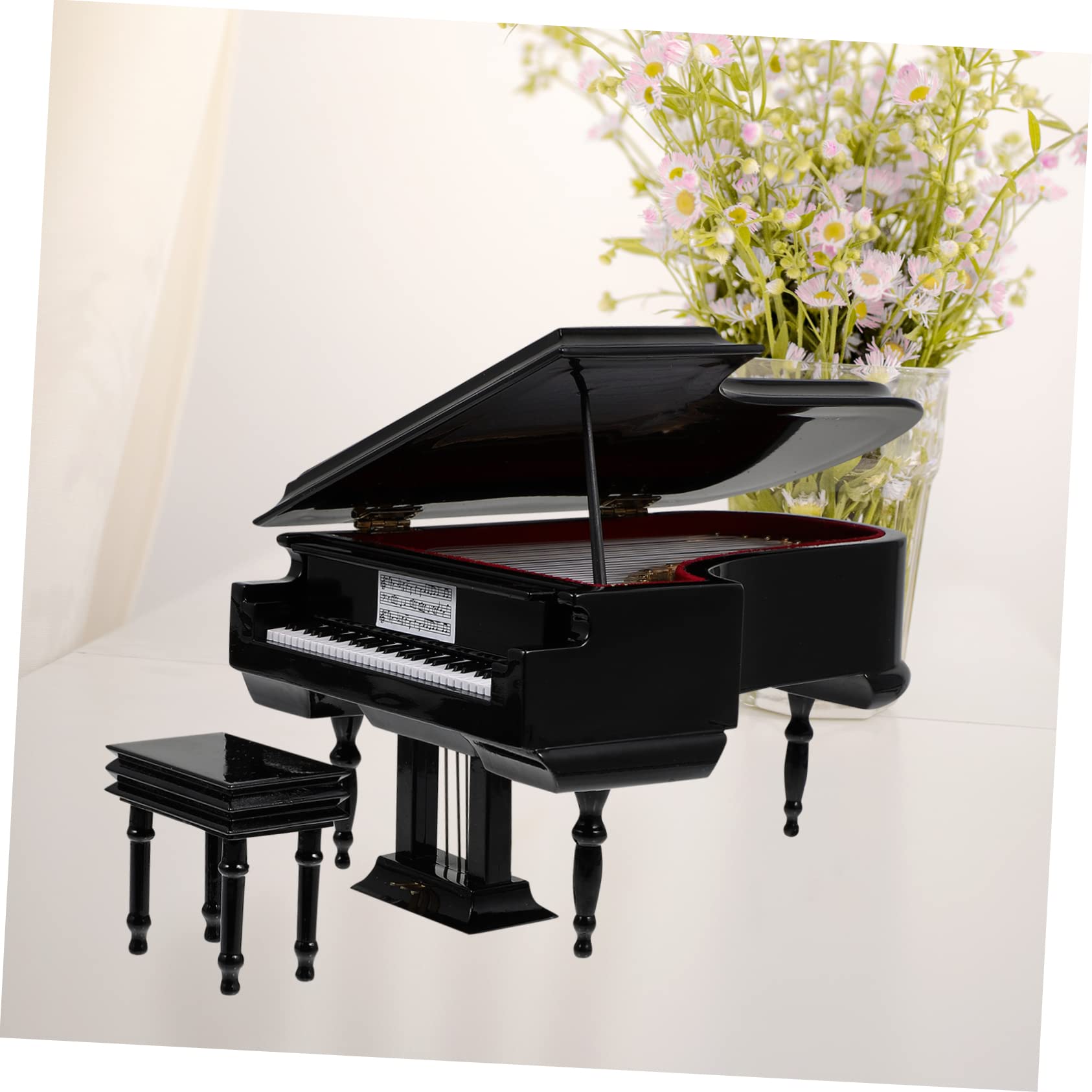 VICASKY Mini Pianoforte Decorativo Nero, Portatile da Scrivania | Legno, Metallo e Plastica, Stile Semplice e Unico, per Camera da Letto o Palmo della Mano