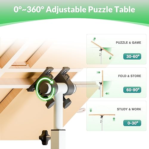 Miniatura 3 de Puzzle Table 1500 Pieces Wooden Jigsaw Puzzle Table with Legs Height Adjustable & Angled Tiltable Puzzle Tables for Adults Folding Puzzle Board