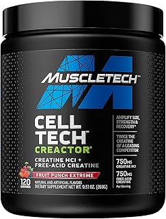 Creatine Powder | Cell-Tech Creactor | Creatine HCl Formula | Muscle Builder for Men & Women | Creatine HCl + Free-Acid Creatine, Creatine Supplements, 120 Servings (Fruit)