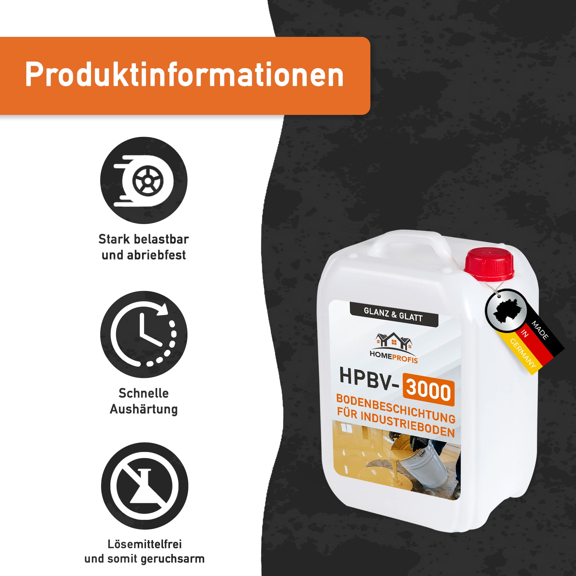 Home Profis® HPBV-3000 Dickbeschichtung für Werkstatt & Industrie (2,5m²) in RAL 7001 Silbergrau – 2K Epoxidharz Bodenfarbe, stark belastbar, wasserdicht Verlaufsbeschichtung, Gießharz