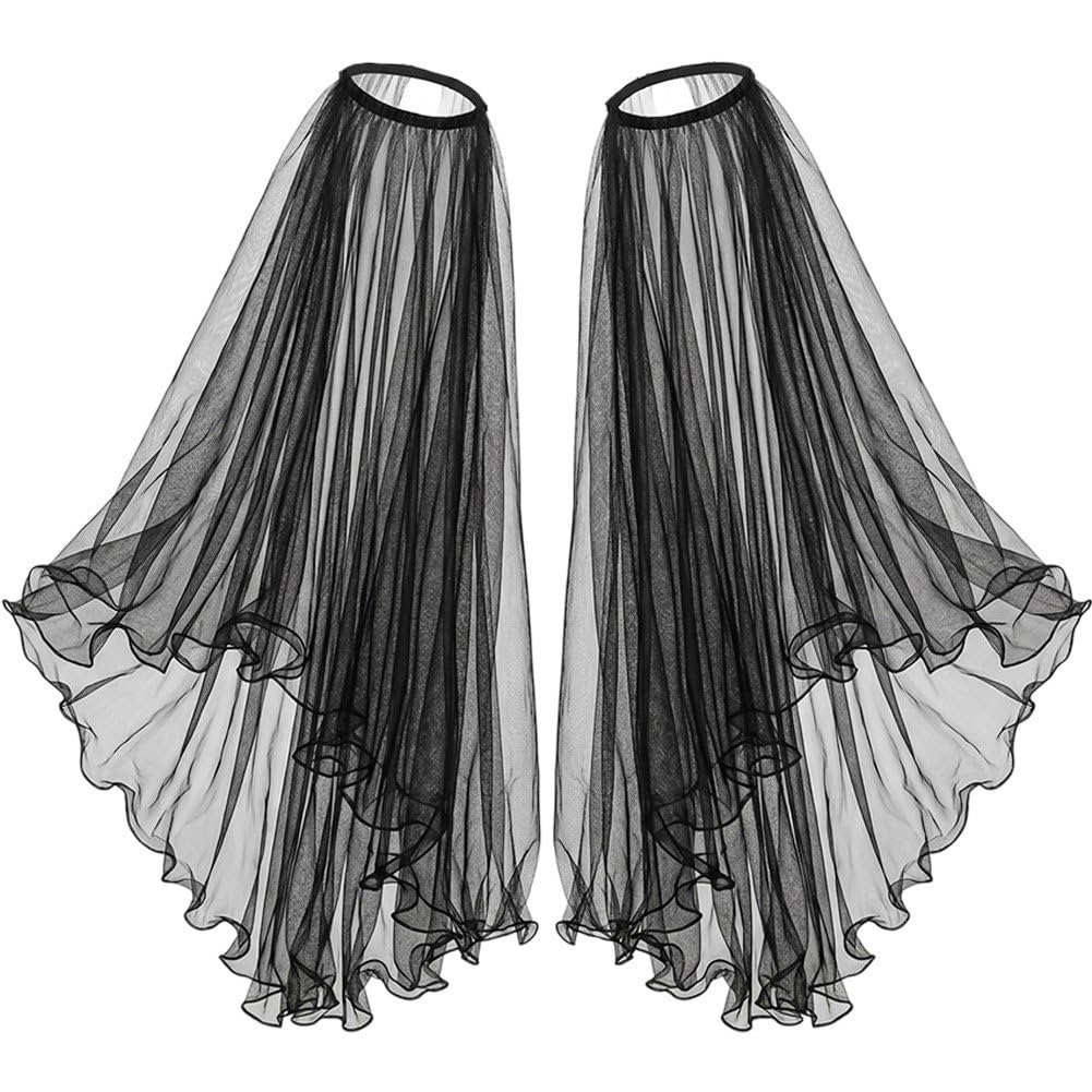 Fituenly 1 Pair Wedding Bridal Detachable Sheer Tulles Long Sleeve, Removable Shoulder Capelet Shawl Accessory for Bridal Dress