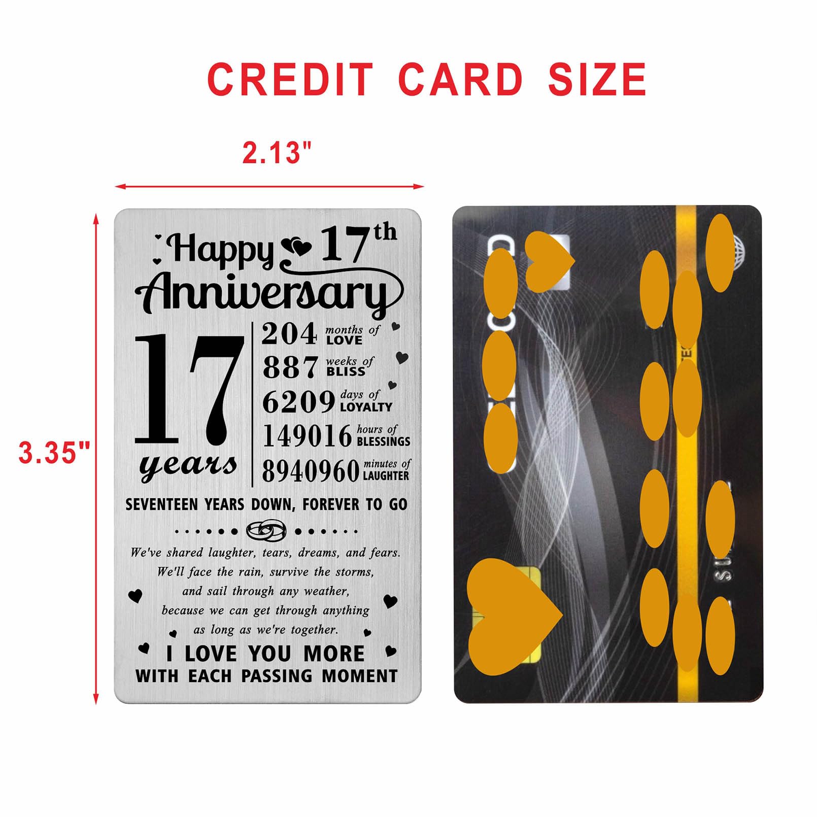 Richesele 17th Anniversary Card, Happy 17 Year Wedding Anniversary Wallet Card - Image 2
