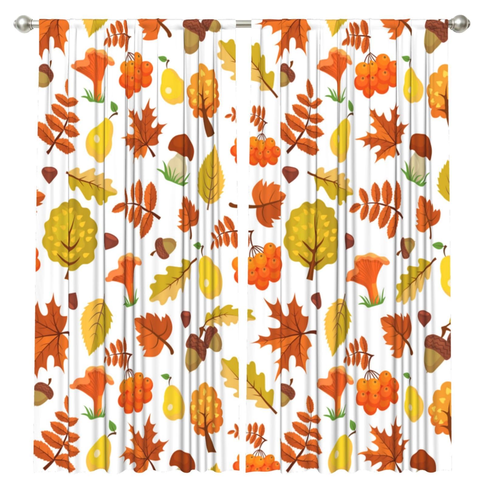 InOmak Autumn Maple Leaves, 2 Panels Window Curtains 52 x 84 Inch Blackout Curtains for Living Room Bedroom
