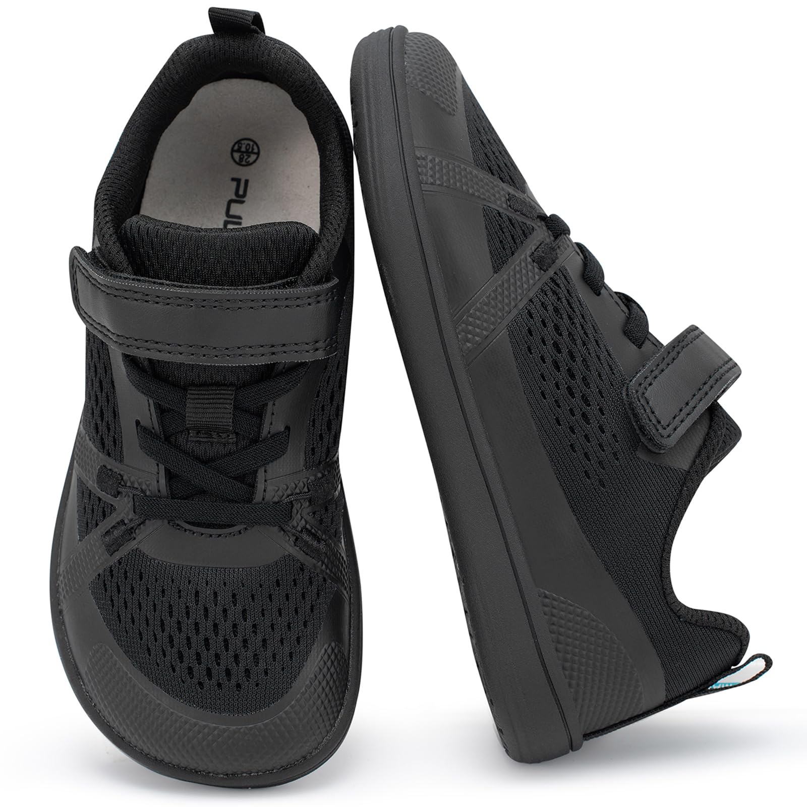 Pulltop Toddler/Big Kids Barefoot Shoes with Wide Toe Box | Zero Drop Sole | for Boys/Girls 8 Wide Toddler Wtk01 | All Black