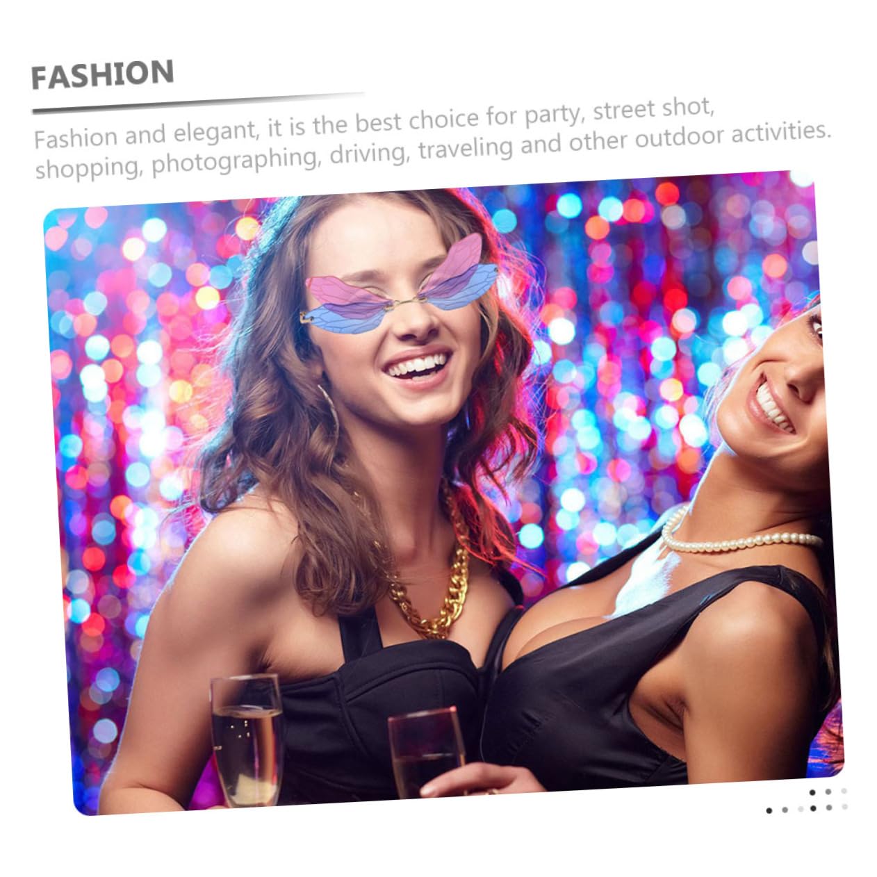 Healeved Wings Sunglasses Rimless Glasses 4pcs Unique Irregular Wing Shaped Sunglasses for Party