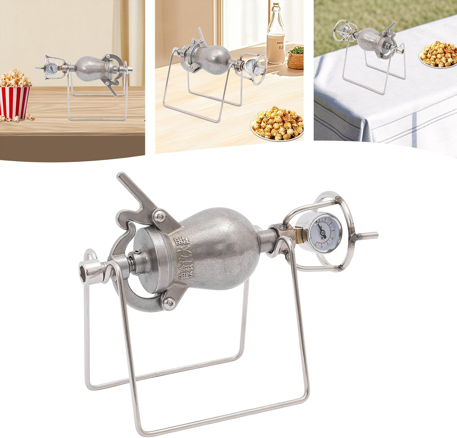 Traditional Old-Fashioned Popcorn Machine, Mini Hand Crank Stainless Steel Hand Cannon Food Amplifier, Retro Popcorn Machine, Christmas Decoration