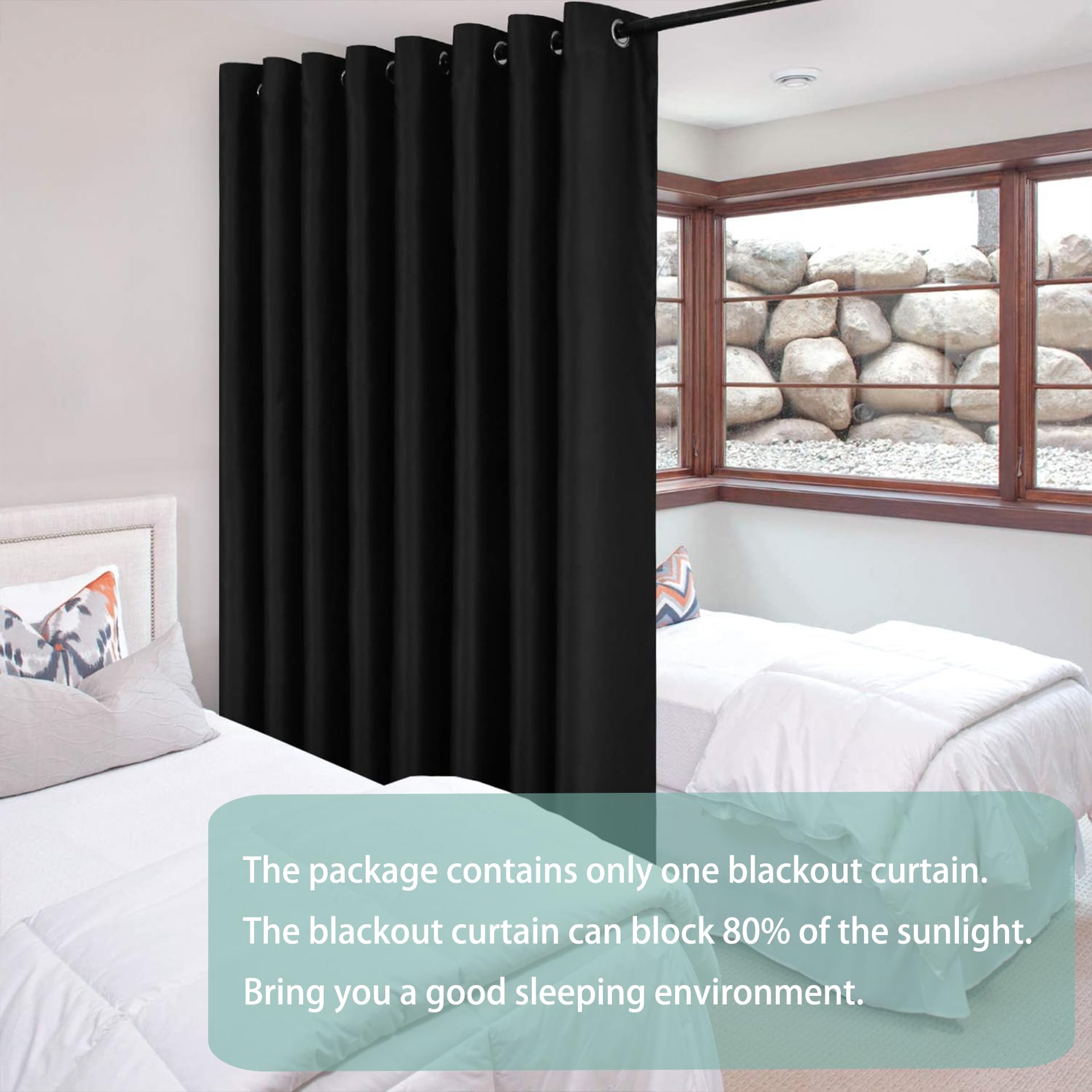 Rideau Occultant Thermiques 110 x 320 cm Rideau Occultant Thermiques Anti Froid Différentes Tailles et Couleurs Disponibles pour Maison Chambre Fenetre, Noir