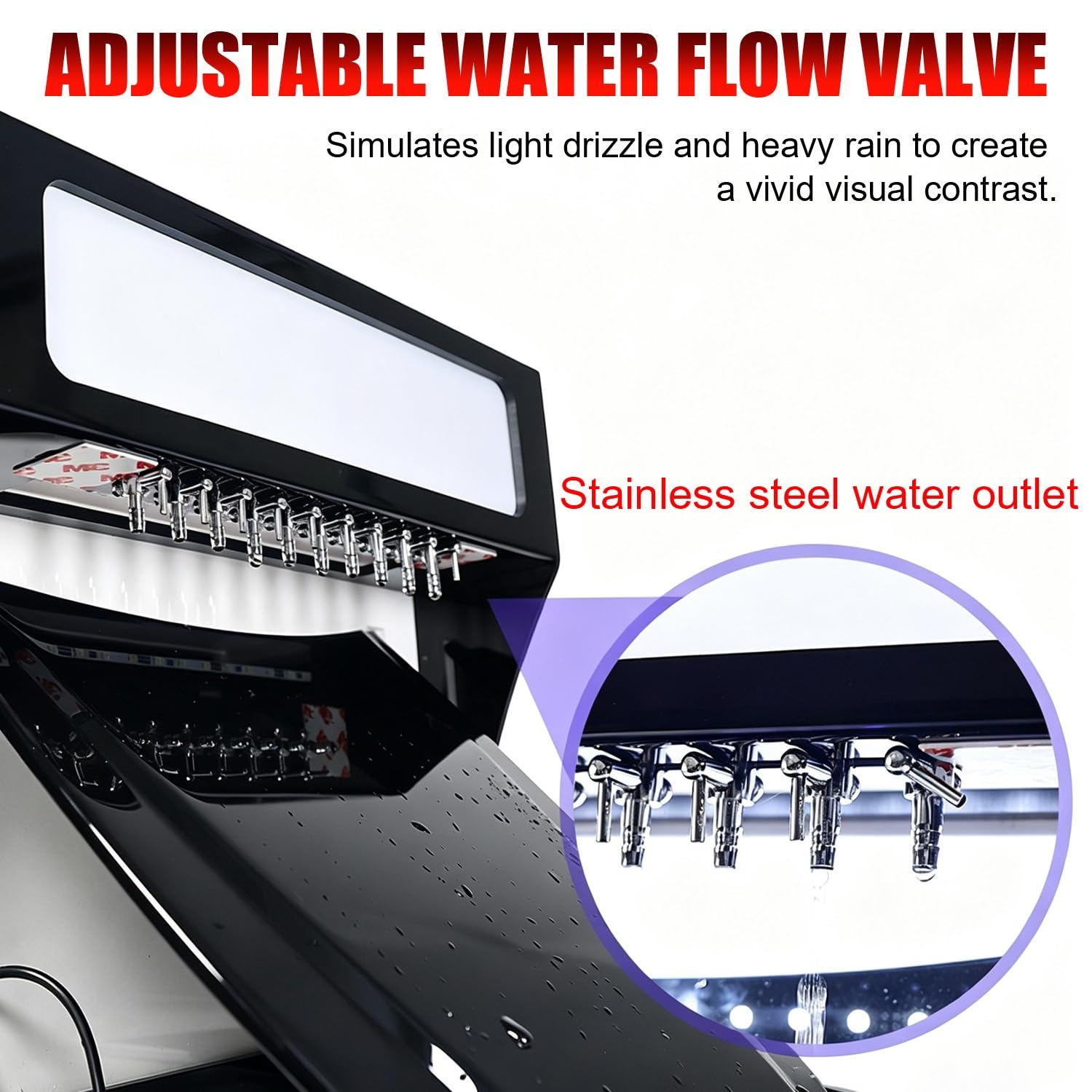 Macchina Per Test Di Idrofobicità Per Pellicole, Tester Per Pellicole | Uscita Dell'acqua In Acciaio Inox, Modalità Di Spruzzo Regolabile, Con Pompa, Luce LED, Per Verniciatura Auto(White light)