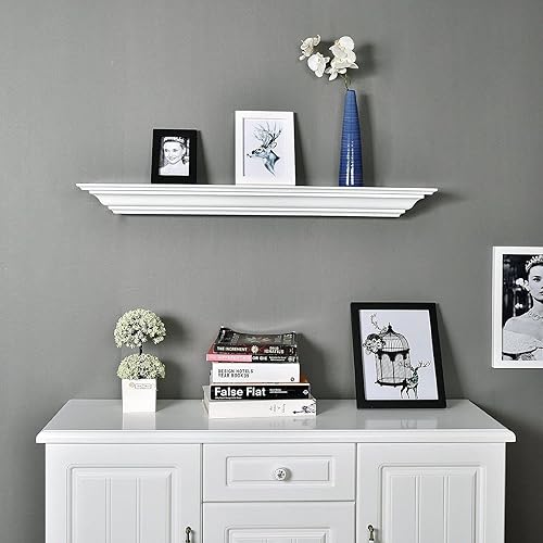 Miniatura 4 de Welland - Estantería flotante de pared para fotos para chimenea Madera Blanco 36 - pulgadas